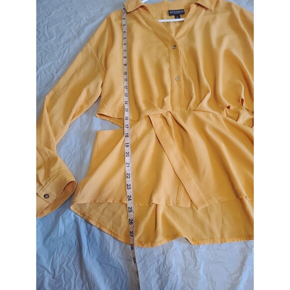 Womens Xl Blouse V-Neck Yellow Lightweight Cutout Detail Bold Elements - Picture 9 of 11